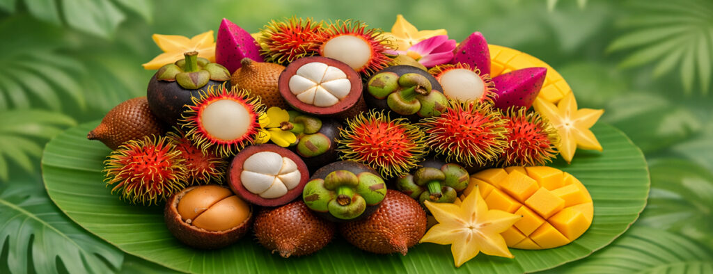 Pngtree A Vibrant Assortment Of Exotic Tropical Fruits Artfully Arranged On Banana Image 19975075 3 1024x394